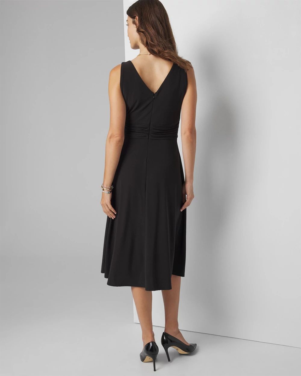 Sleeveless V-Neck Midi Dress | White House Black Market